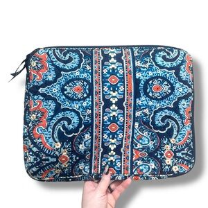 Vera Bradley Blue Orange Paisley Zip Top Laptop Sleeve